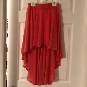 Divided by H & M. Coral knit skirt sheer high/low